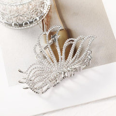 Large Butterfly Hair Clips Non-Slip Golden Rhinestone Pearl Jaw Clips