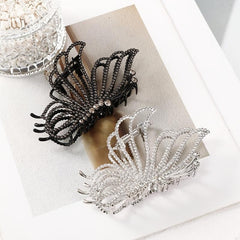 Large Butterfly Hair Clips Non-Slip Golden Rhinestone Pearl Jaw Clips