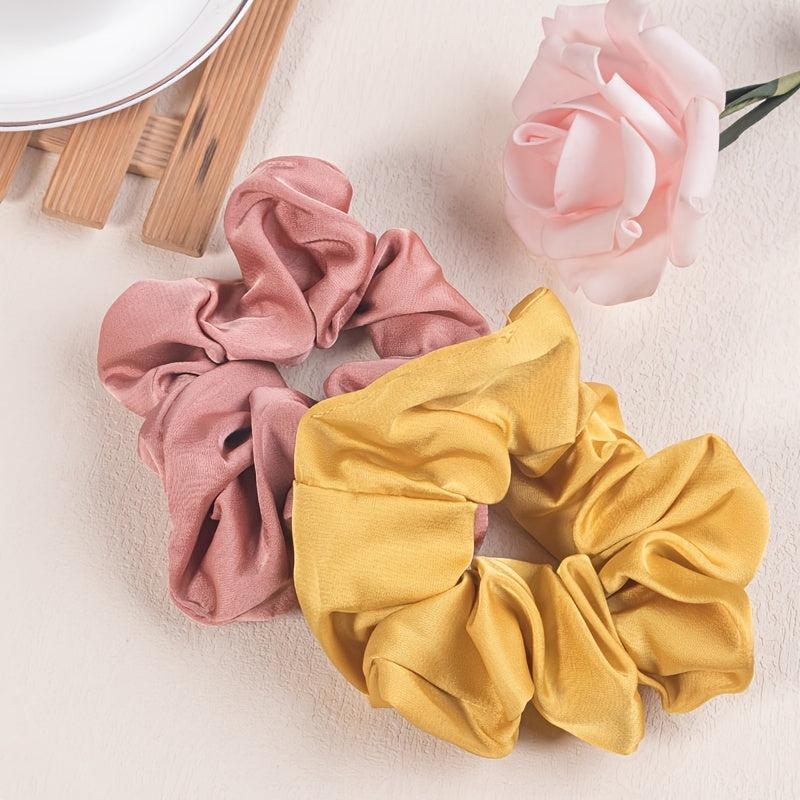 Silk Satin Hair Scrunchies Elastic Hair Bands Hair Ties Ponytail Holder