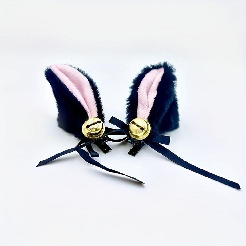 Cat Ears Hair Clip With Bell Cosplay Roleplay Hair Accessories