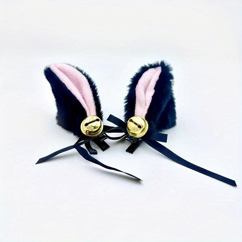 Cat Ears Hair Clip With Bell Cosplay Roleplay Hair Accessories