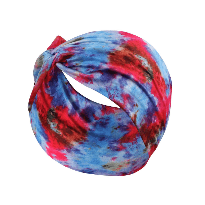 Tie Dye Silky Crossed Knot Headband Elastic Hair Accessory For Girls