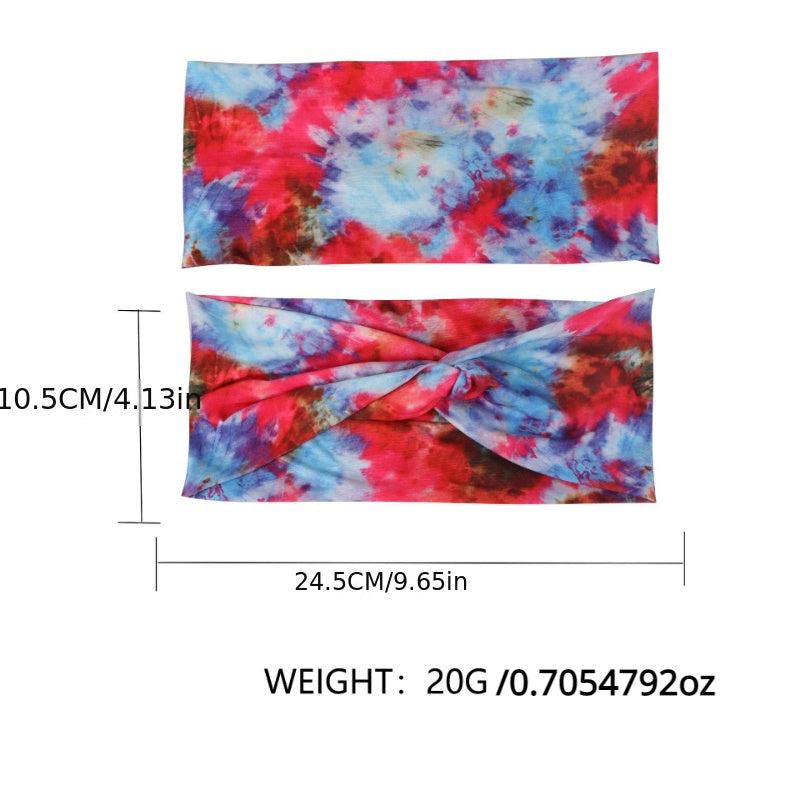 Tie Dye Silky Crossed Knot Headband Elastic Hair Accessory For Girls