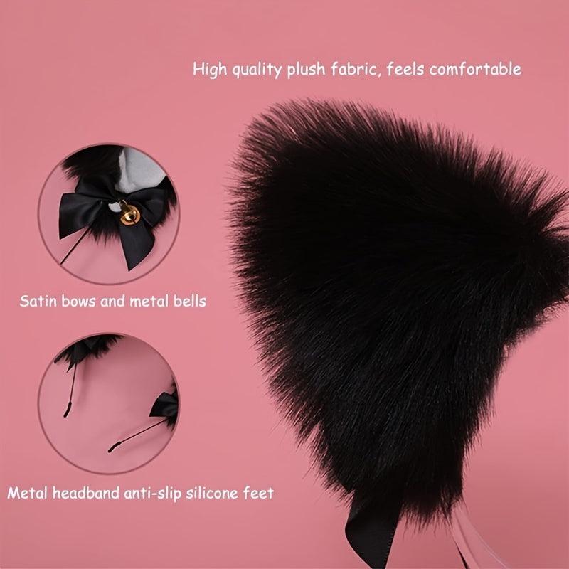 Cat Ears Hair Hoop & Bow Lace Choker Set