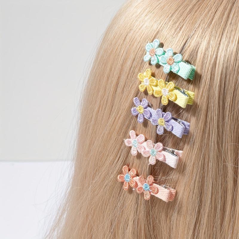 5pcs Embroidered Flower Hair Clip for Women Girls Baby Hair