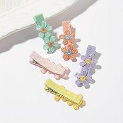5pcs Embroidered Flower Hair Clip for Women Girls Baby Hair