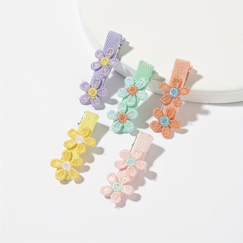 5pcs Embroidered Flower Hair Clip for Women Girls Baby Hair