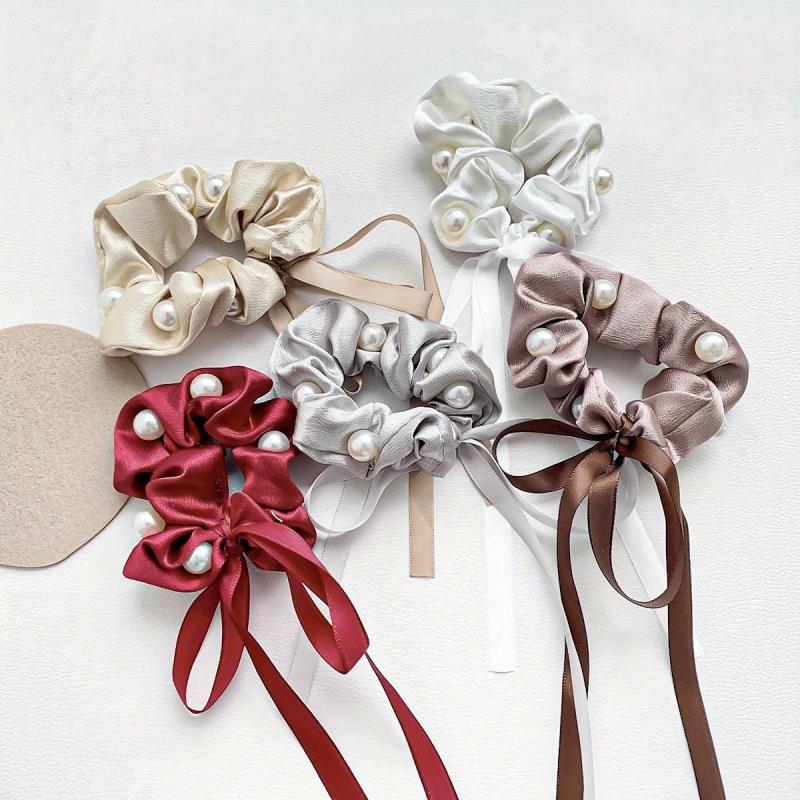 Faux Pearl Scrunchies Hair Tie Ponytail Holder Hair Accessories