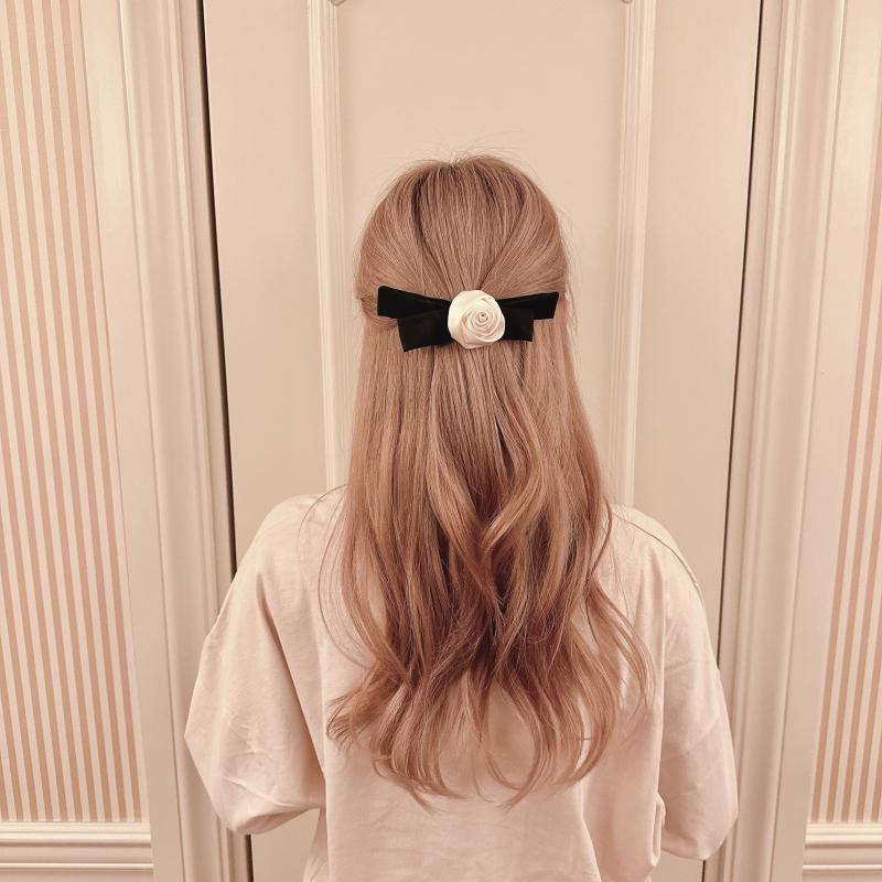 Satin Flower Bow Hair Clip French Barrette Silky Flower Hair Clip