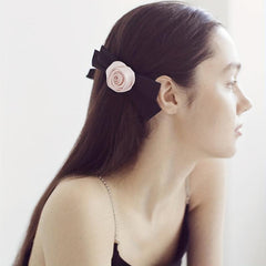 Satin Flower Bow Hair Clip French Barrette Silky Flower Hair Clip