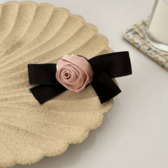Satin Flower Bow Hair Clip French Barrette Silky Flower Hair Clip