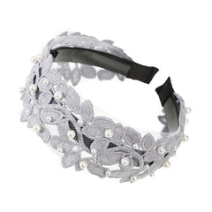 Faux Pearl Leaf Lace Headband Hair Hoop Hair Accessories Women Girls