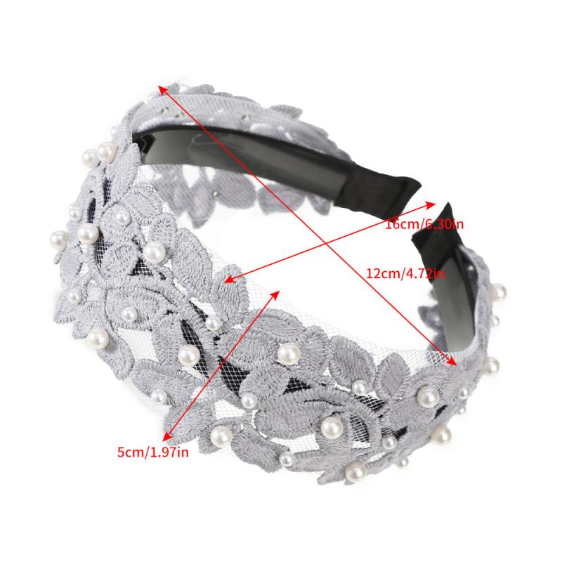 Faux Pearl Leaf Lace Headband Hair Hoop Hair Accessories Women Girls
