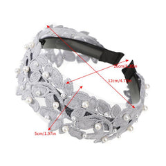 Faux Pearl Leaf Lace Headband Hair Hoop Hair Accessories Women Girls