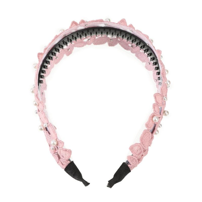 Faux Pearl Leaf Lace Headband Hair Hoop Hair Accessories Women Girls