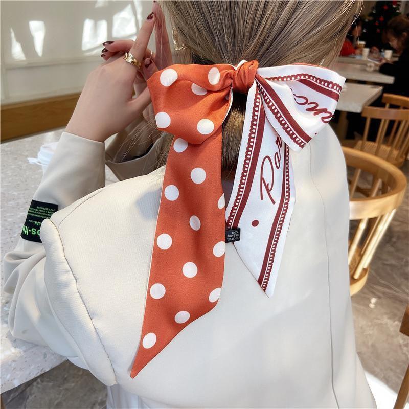 Polka Dot Vintage Silk Scarf Hairband Ribbon French Hair Tie