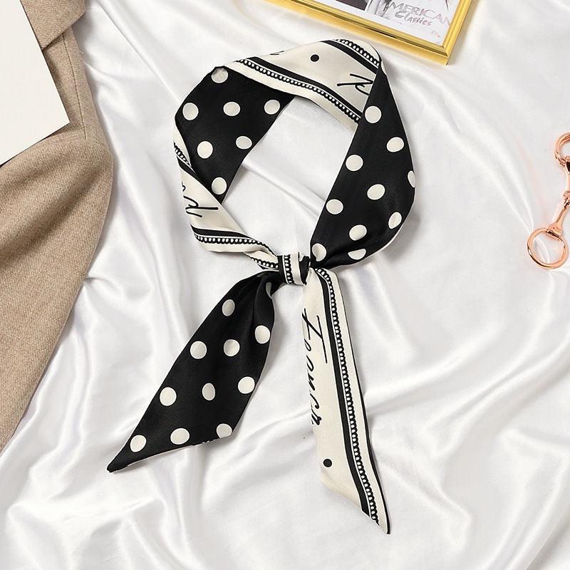 Polka Dot Vintage Silk Scarf Hairband Ribbon French Hair Tie