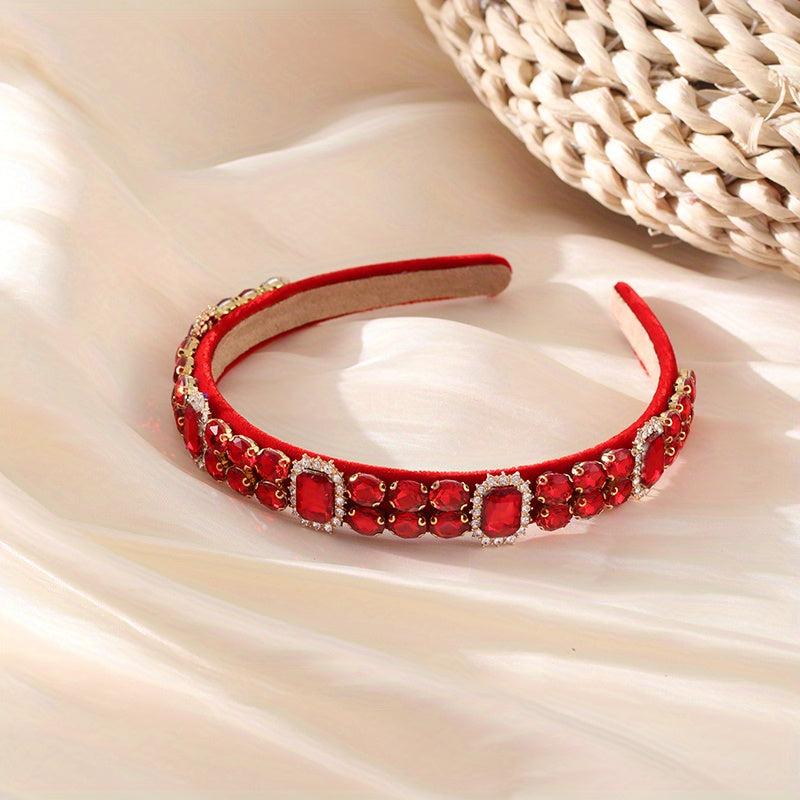 Baroque Crystal Rhinestone Headband Skinny Hair Band For Girls