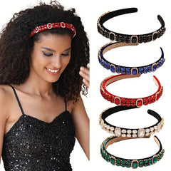 Baroque Crystal Rhinestone Headband Skinny Hair Band For Girls