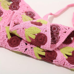 Cherry Pattern Head Scarf Crochet Headband Hair Band Knitting Head Bundle