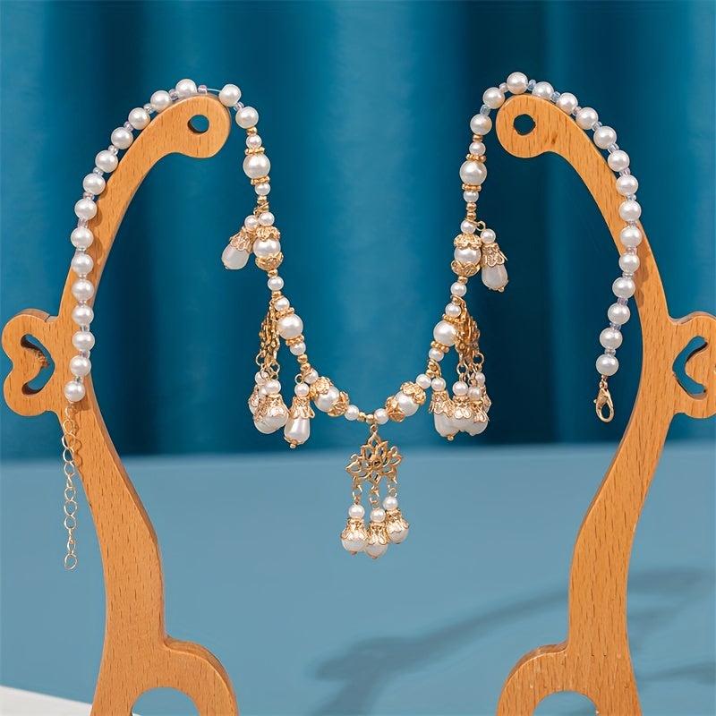 Faux Pearl Beaded Necklace With Pendant Cheongsam Accessories Chinese Style