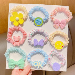 5 Pcs Floral Scrunchie Hair Tie O ring Hair Accessory For Thick Hair
