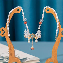 Faux Pearl Beaded Necklace Crystal Cheongsam Accessories