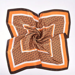 Square Scarf Frame Letter Pattern Printed Silky Scarf Headband