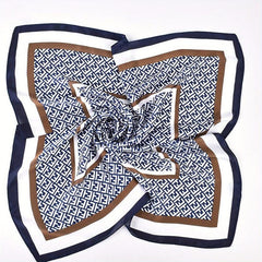 Square Scarf Frame Letter Pattern Printed Silky Scarf Headband