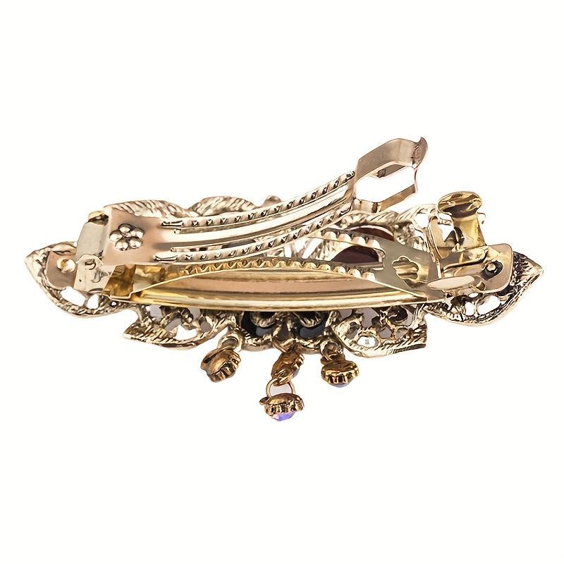 Retro Butterfly Crystal Hair Clip Rhinestone Hollow Duck Billed Head Jewelry