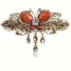 Retro Butterfly Crystal Hair Clip Rhinestone Hollow Duck Billed Head Jewelry