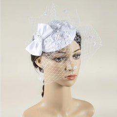 Mesh Head Piece Inlaid Faux Pearl with Satjson