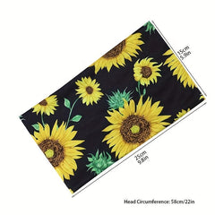 Sunflower Printed Headband Sports Yoga Sweat Absorption Elastic Hairband