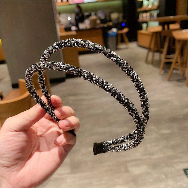 Rhinestone Double Layer Headband Sparkle Hair Band Headdress for Women Girls