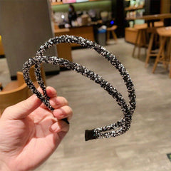 Rhinestone Double Layer Headband Sparkle Hair Band Headdress for Women Girls