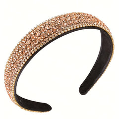 Vintage Champagne Rhinestone Headband Sparkle Hair Band Hair Accessories