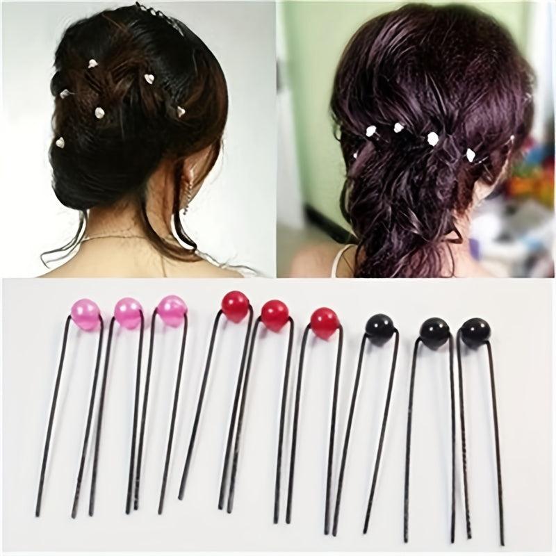 10pcs Bridal Faux Pearl Hair Pin U Shaped Hairpin Wedding Hair Stick
