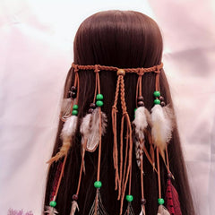 Boho Style Faux Feather Headband Indian Style Faux Peacock Feather Hair Band