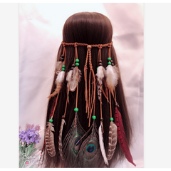 Boho Style Faux Feather Headband Indian Style Faux Peacock Feather Hair Band
