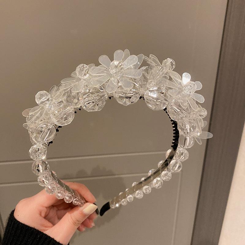Faux Pearl Crystal Flower Hairband Sweet Headband Hair Accessories