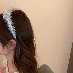 Faux Pearl Crystal Flower Hairband Sweet Headband Hair Accessories