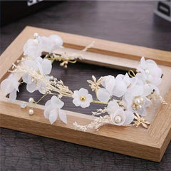 Flower Faux Pearl Headband Tiara Crown Bridal Headdress