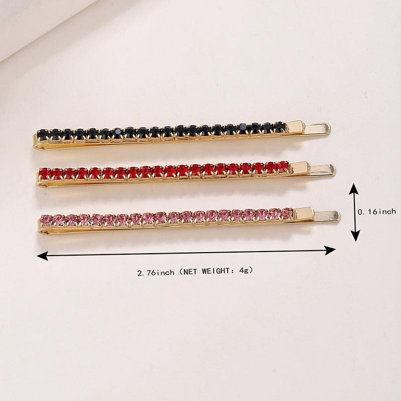 3pcs Rhinestone Hairpin Style Hair Clip For Side Hair Bang