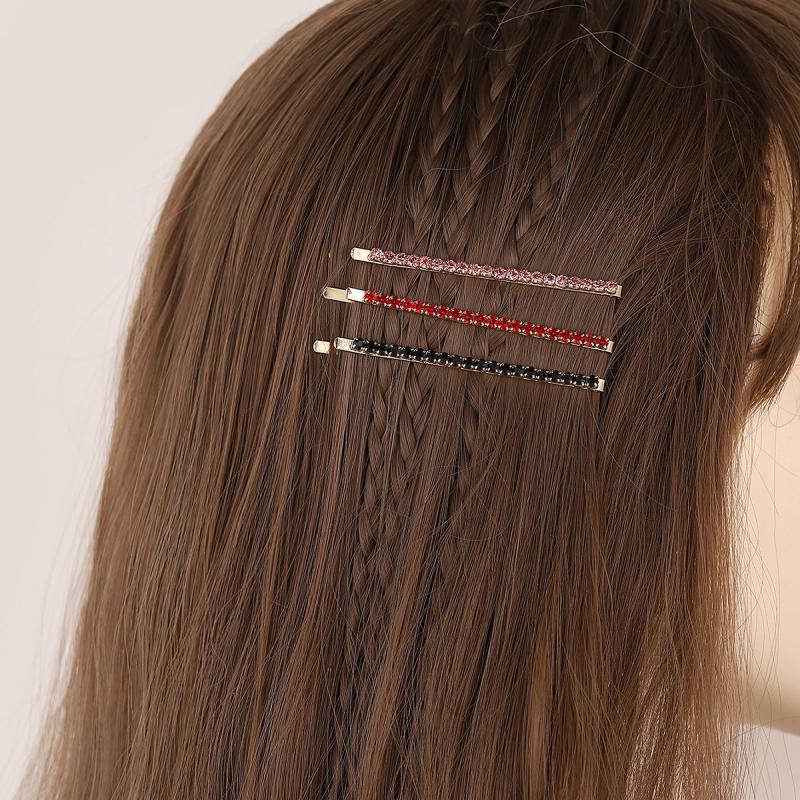 3pcs Rhinestone Hairpin Style Hair Clip For Side Hair Bang