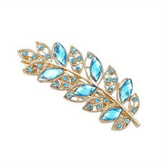 Rhinestone Metal Leaves Hair Clip Barrette Side Clip Sweet Leaf Duck Billed Clip