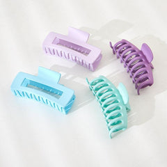 4 PCS Rectangle Hollow Hair Claw Basic Ponytail Clip