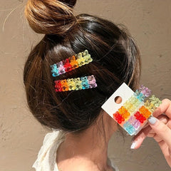 Rainbow Bear Hair Clip for Girls