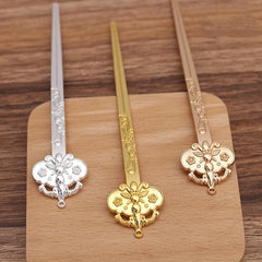 Flower Embossed Hair Pin Metal Hair Stick Retro Hair Bun Maker