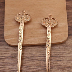 Flower Embossed Hair Pin Metal Hair Stick Retro Hair Bun Maker