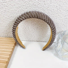 Baroque Faux Pearl Headband Wide Head Hoop with Rhinestone Head
